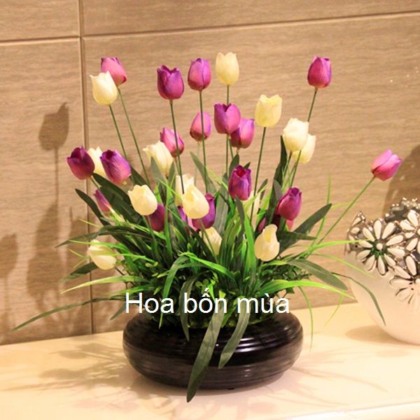 Chậu hoa tulip đẹp -HBM151 - Hoa giả đẹp | Shop hoa lụa hoa giả ...