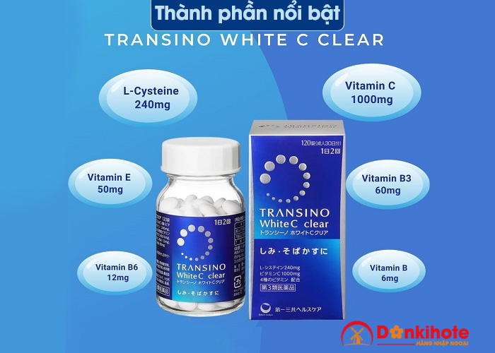 Viên uống trị nám, trắng da Transino White C Clear 120 viên