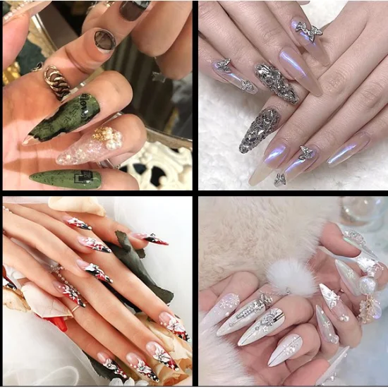 600psc giả tạo Stiletto Acrylic Nail Mẹo mới tiếng Pháp dài Răng ...