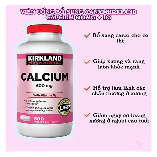 Mua Canxi cho người lớn Mỹ Kirkland Signature Calcium 600mg with ...