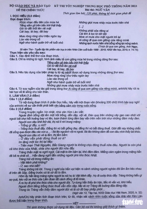 Tác phẩm Vợ nhặt vào đề thi văn tốt nghiệp, thí sinh khen đề hay ...