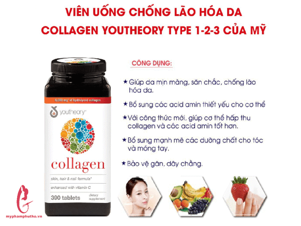 Viên Uống Collagen + Biotin Youtheory Mỹ 390 viên – myphamphutho.vn