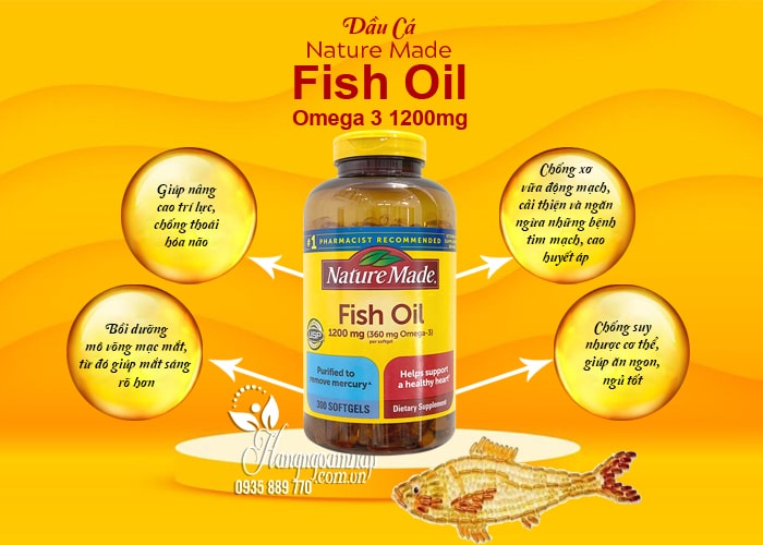 Nature Made Fish Oil 1200mg 360mg Omega 3 200 Viên, giá tốt