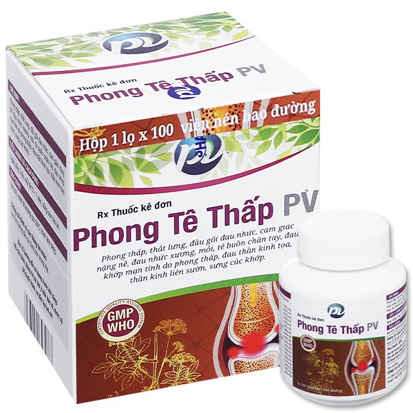 Phong tê thấp PV chai 100 viên trị phong thấp, đau nhức xương khớp ...