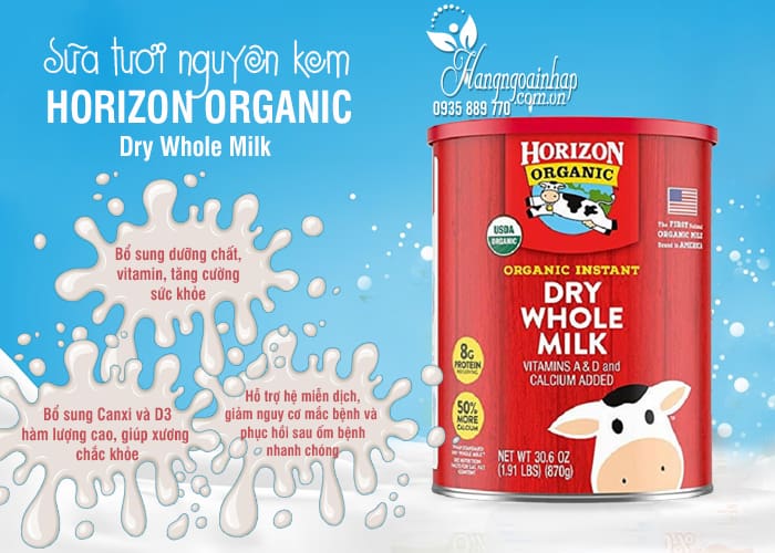 Sữa tươi nguyên kem Horizon Organic Dry Whole Milk 870g